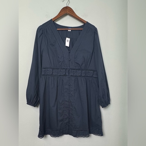 NWT Old Navy Waist-Defined Cutwork Mini Dress in Dusk Navy Blue Size Large - Picture 6 of 15